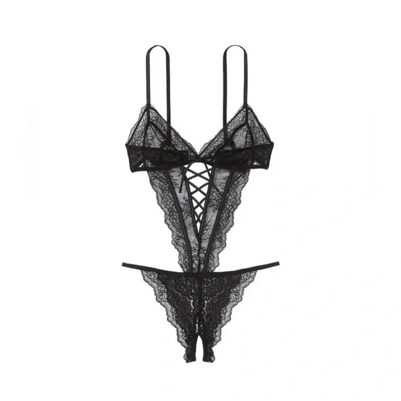 Victoria’s Secret- VERY SEXY Lace-Up Crotchless Teddy✨